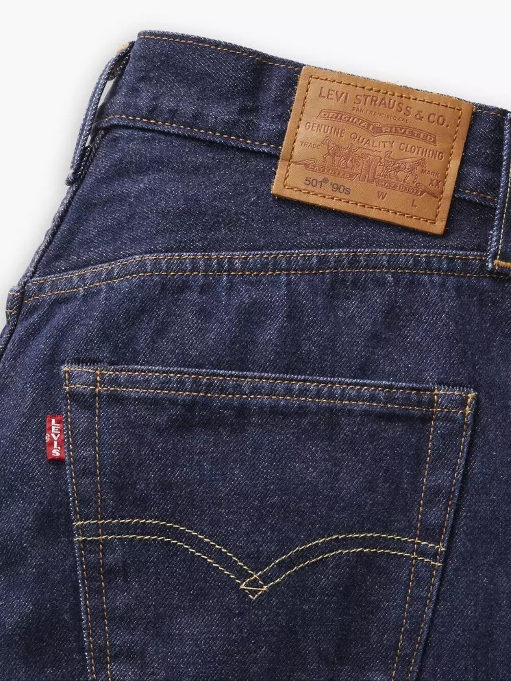 NWOT Levi's 501 90s Cuffed Selvedge Jeans (Dark Rinse) - Picture 5 of 8